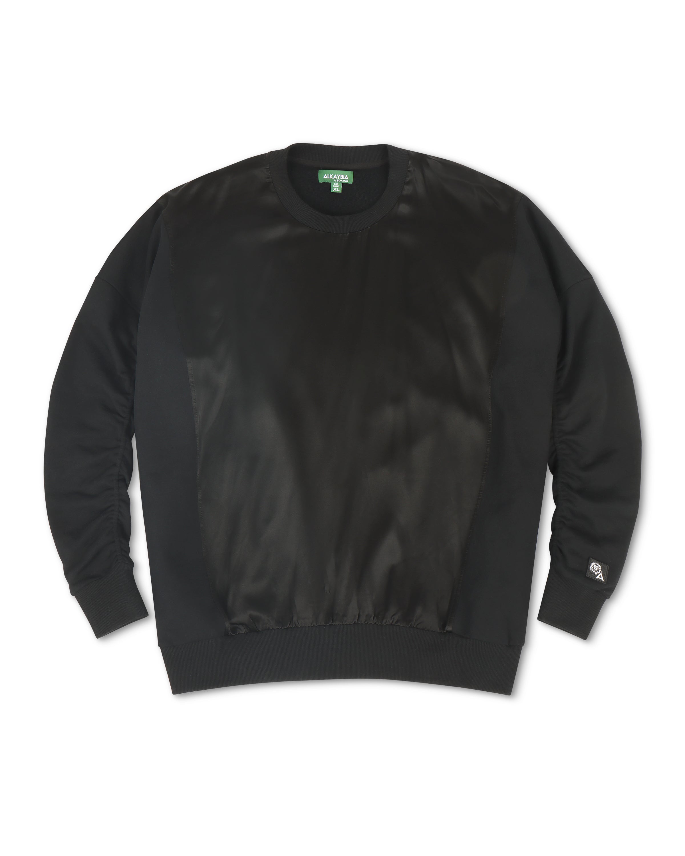 SATIN FRONT SWEATSHIRT IN BLACK