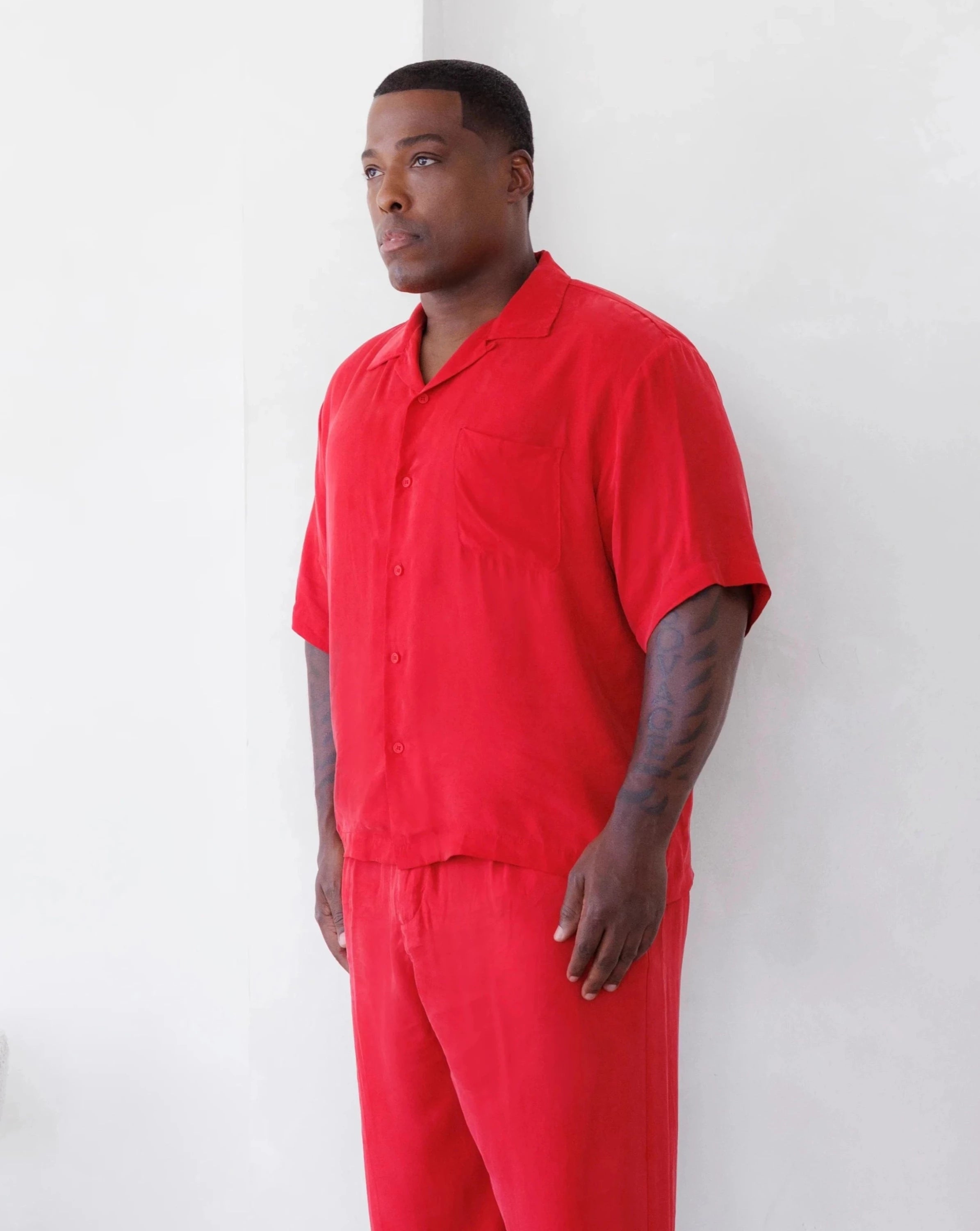 PRINCE CUT CUPRO SHORTSLEEVE SHIRT IN RED