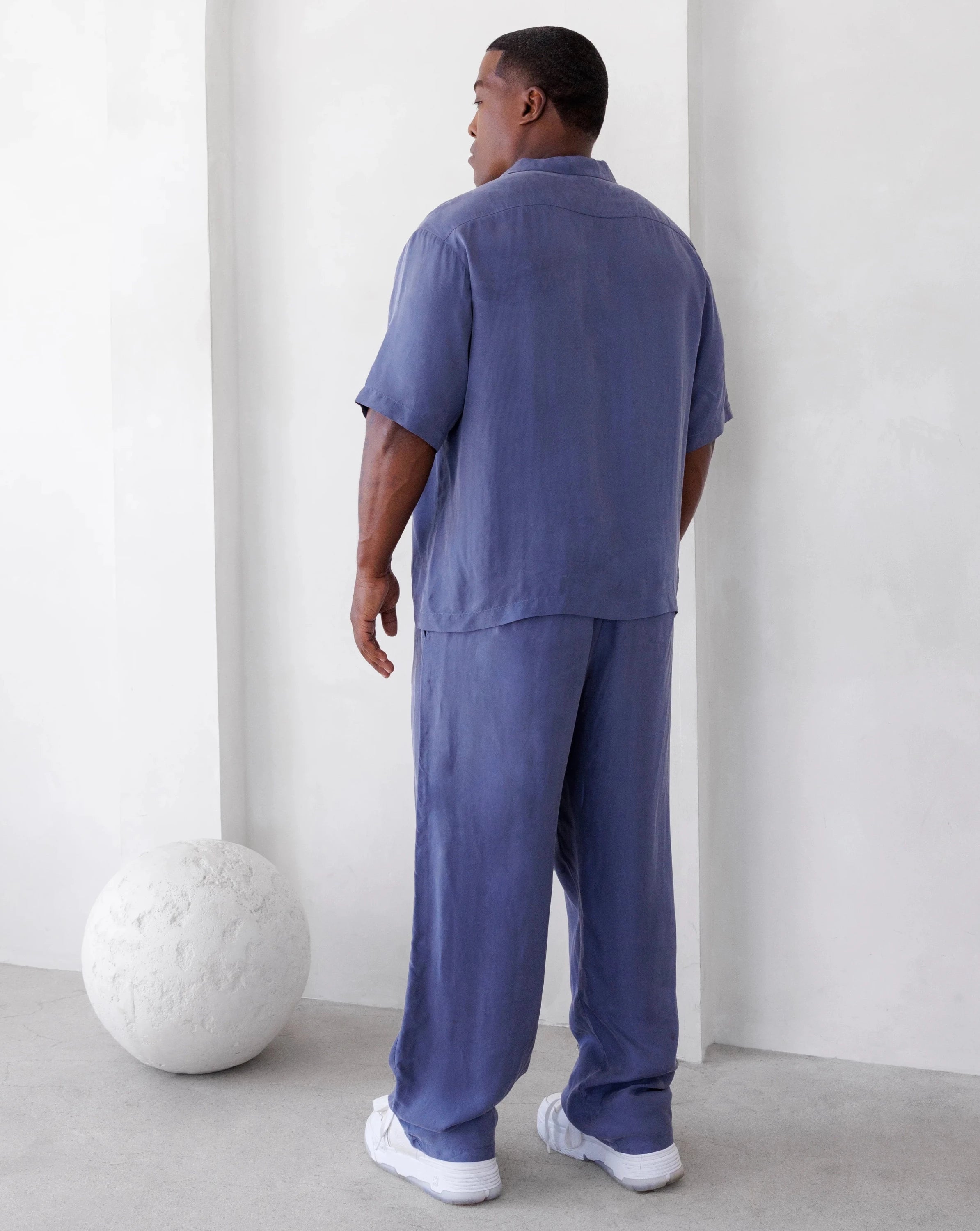 PRINCE CUT CUPRO LONGSLEEVE SHIRT IN BLUE