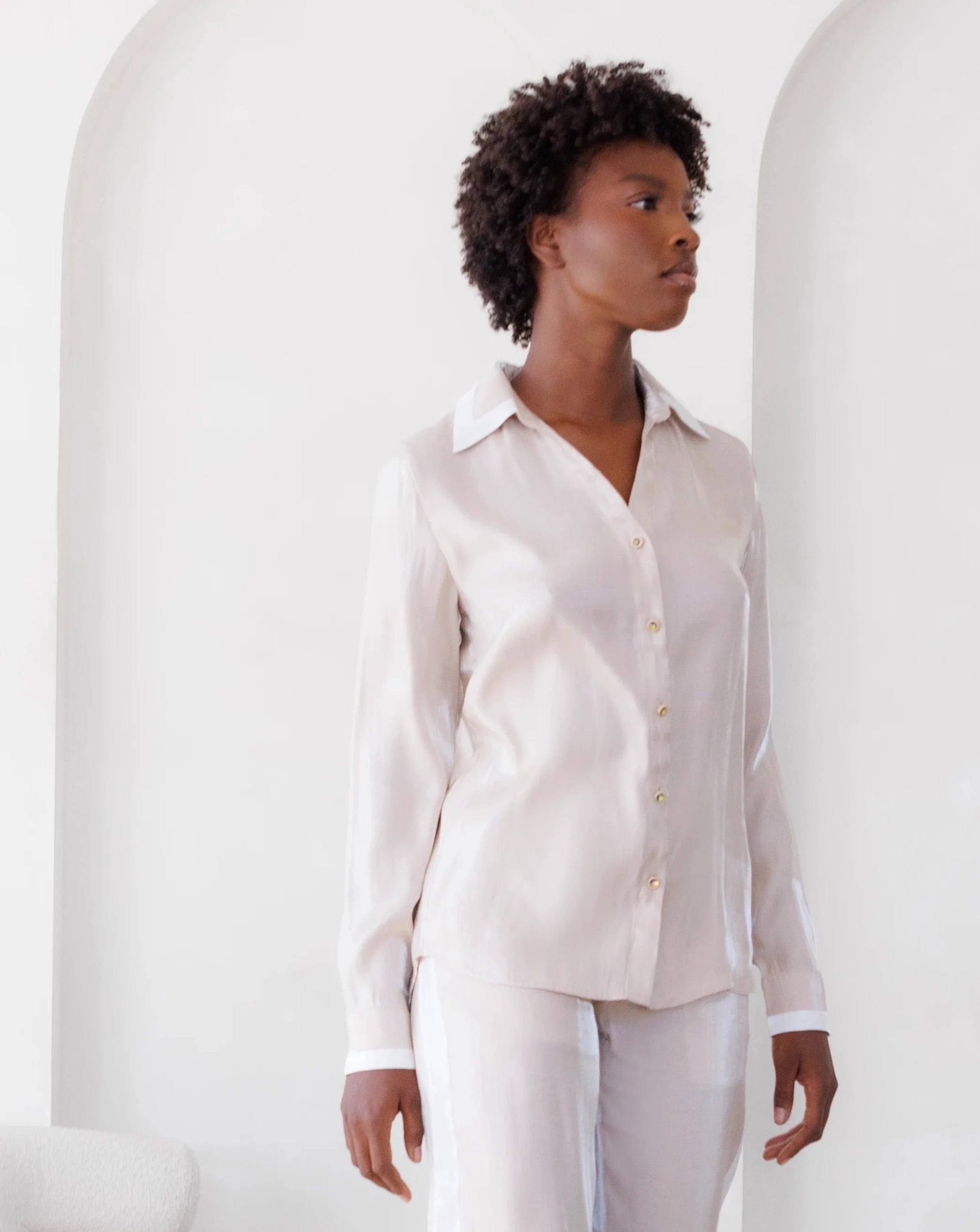 ILLUMINATED LONGSLEEVE BUTTONDOWN SHIRT IN BEIGE