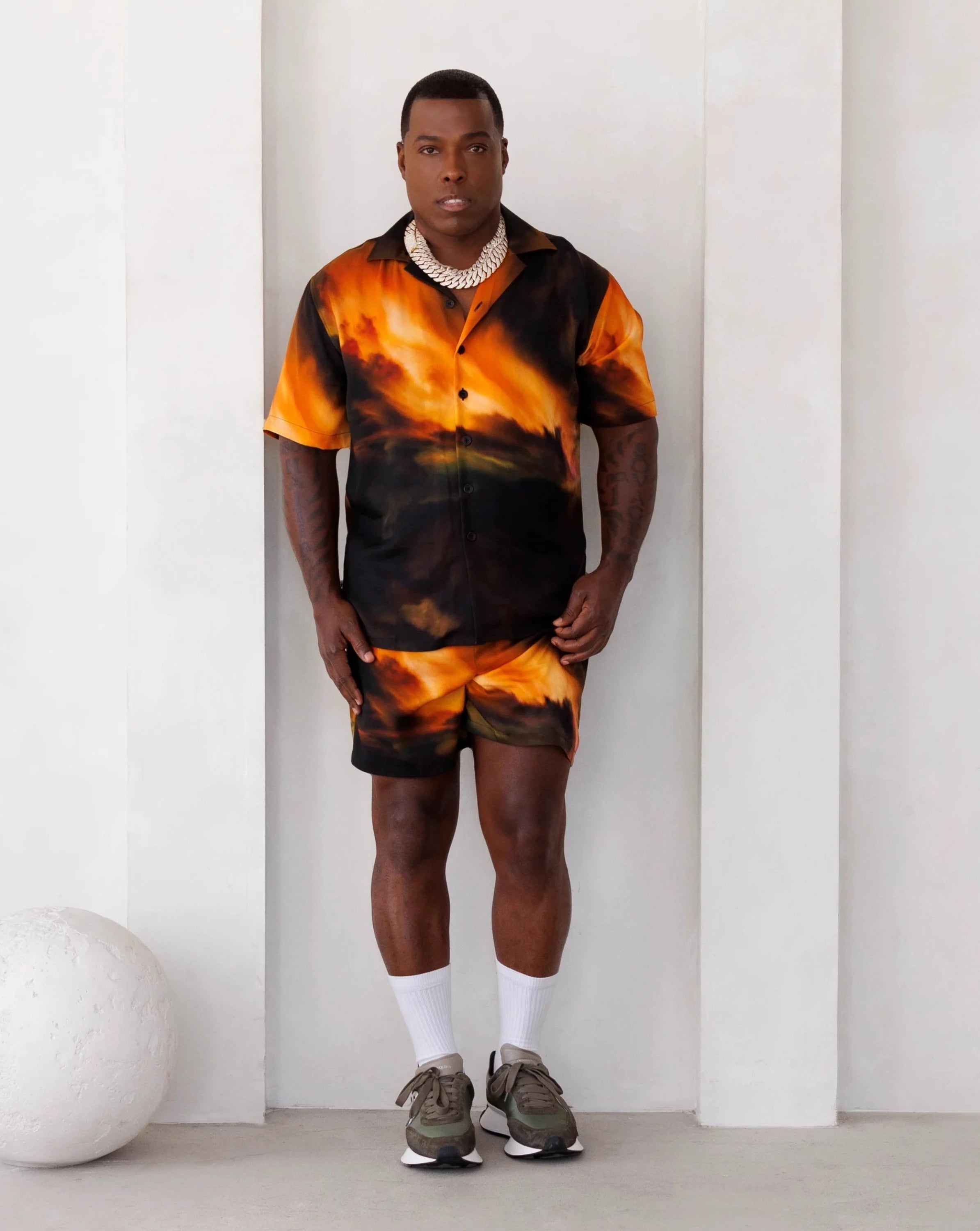 INDEPENDENT CAMP SHORTSLEEVE SHIRT IN OIL PAINT PRINT