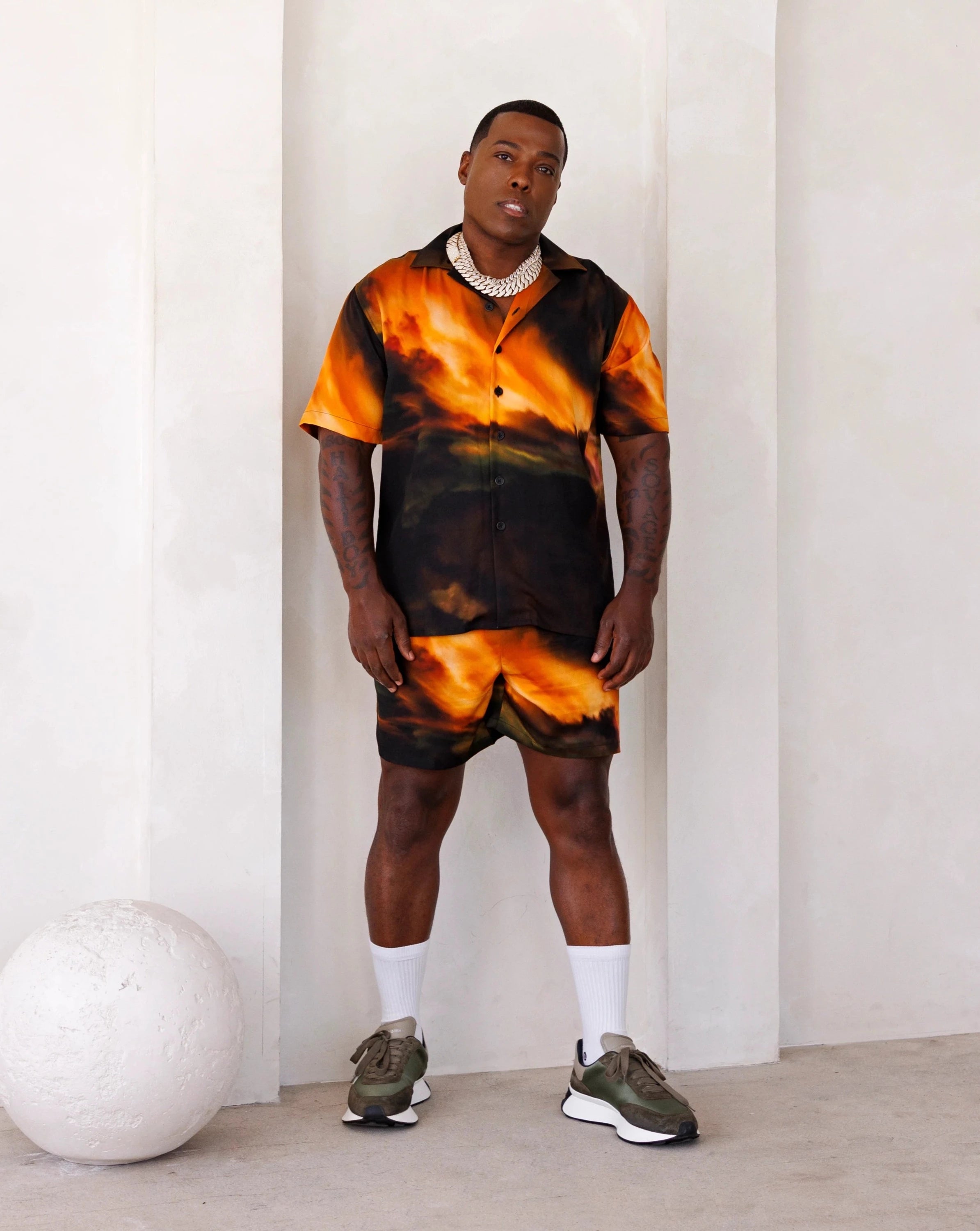 INDEPENDENT CAMP SHORTSLEEVE SHIRT IN OIL PAINT PRINT