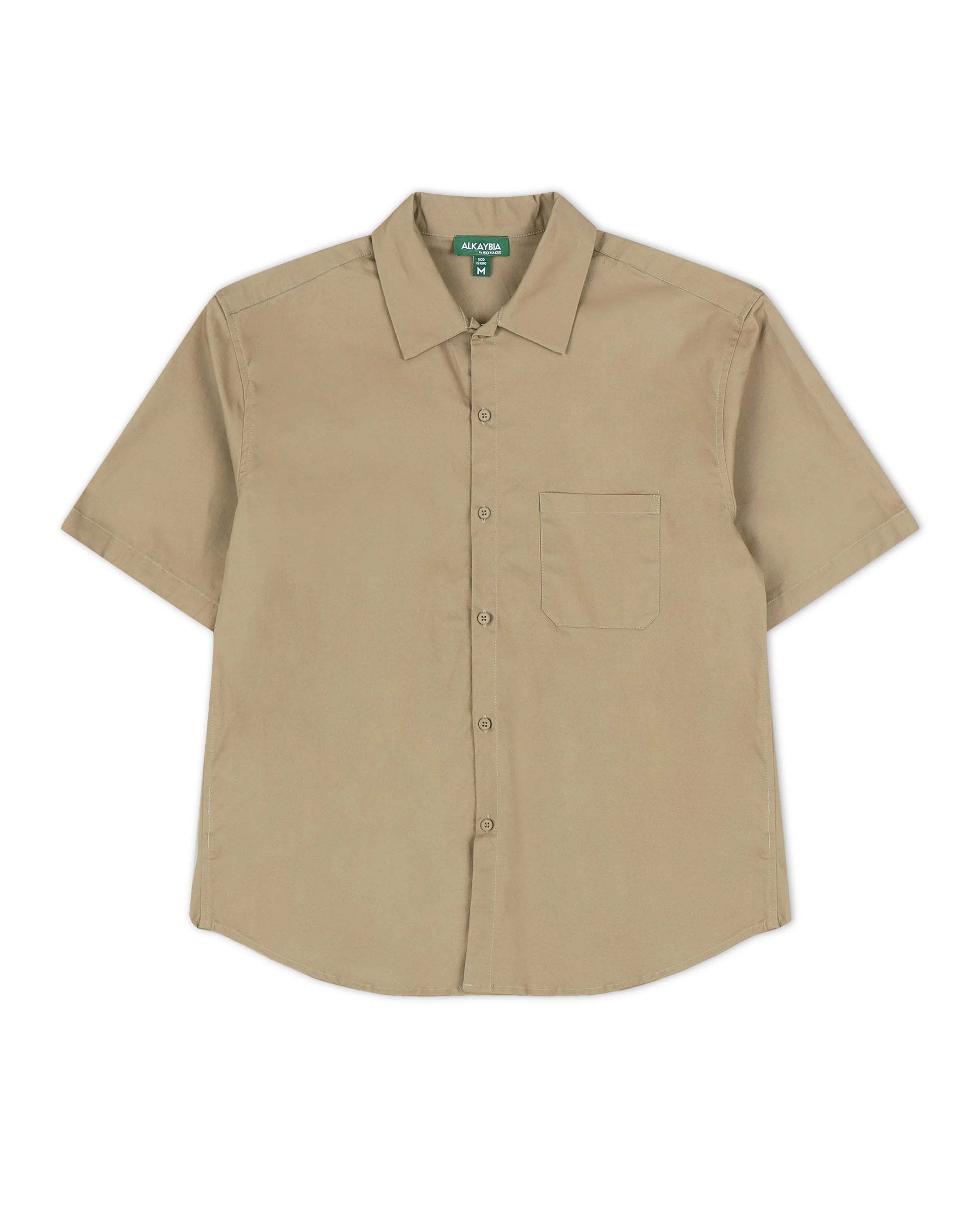 UNITED MAN COTTON SHORTSLEEVE SHIRT IN KHAKI - Main Image