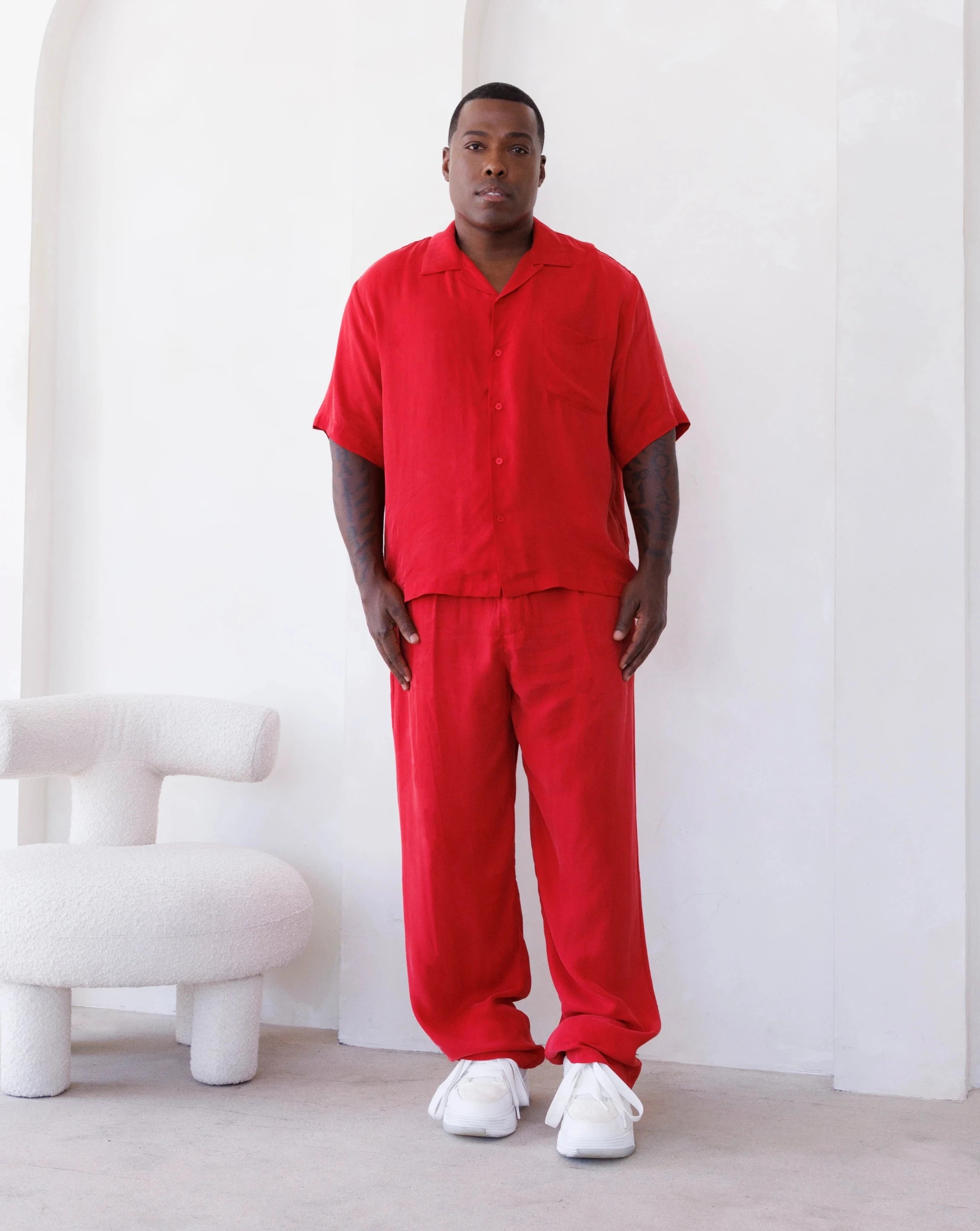 PRINCE CUT CUPRO PANT IN RED