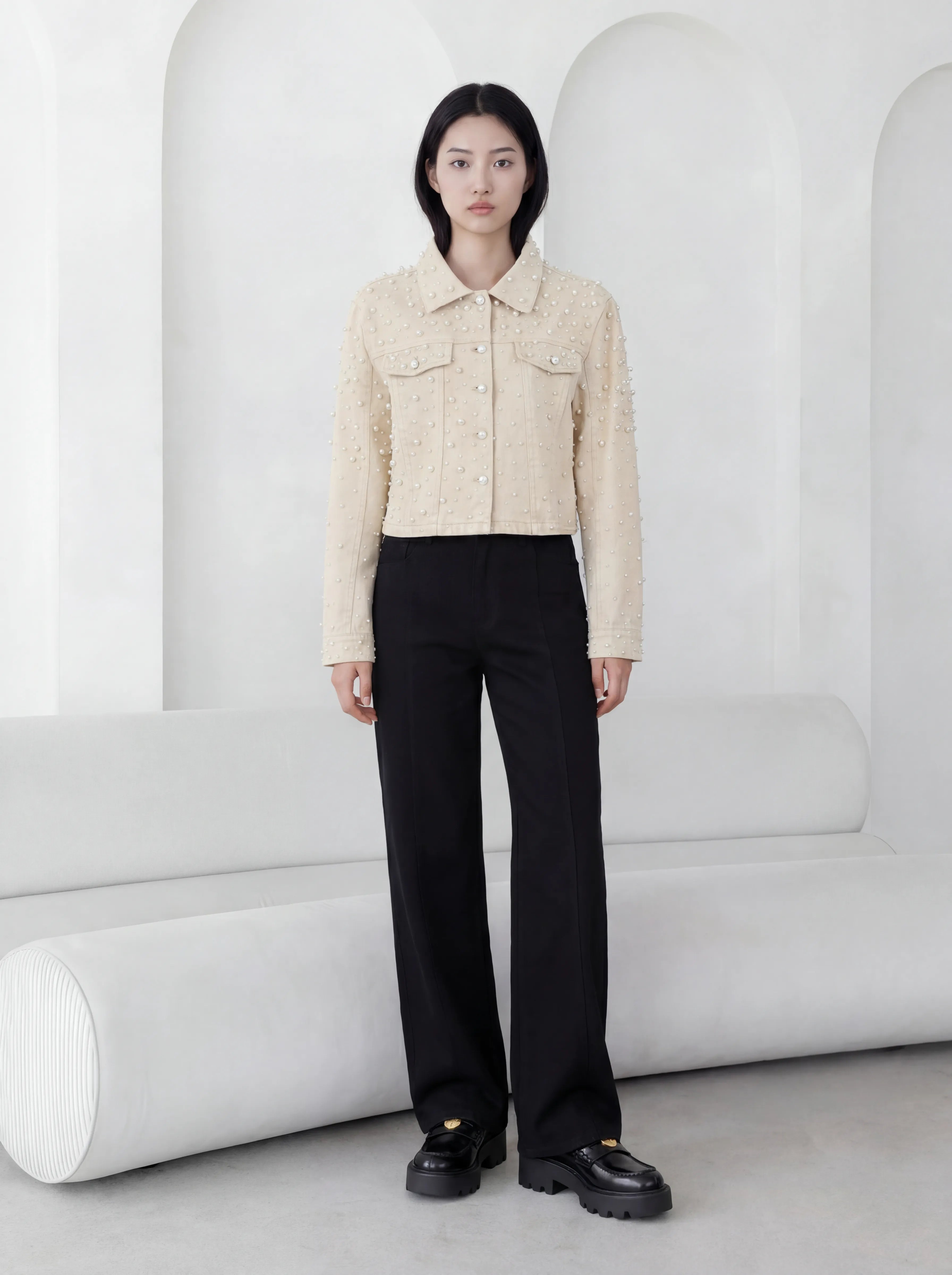 PEARL JACKET IN SAND DENIM