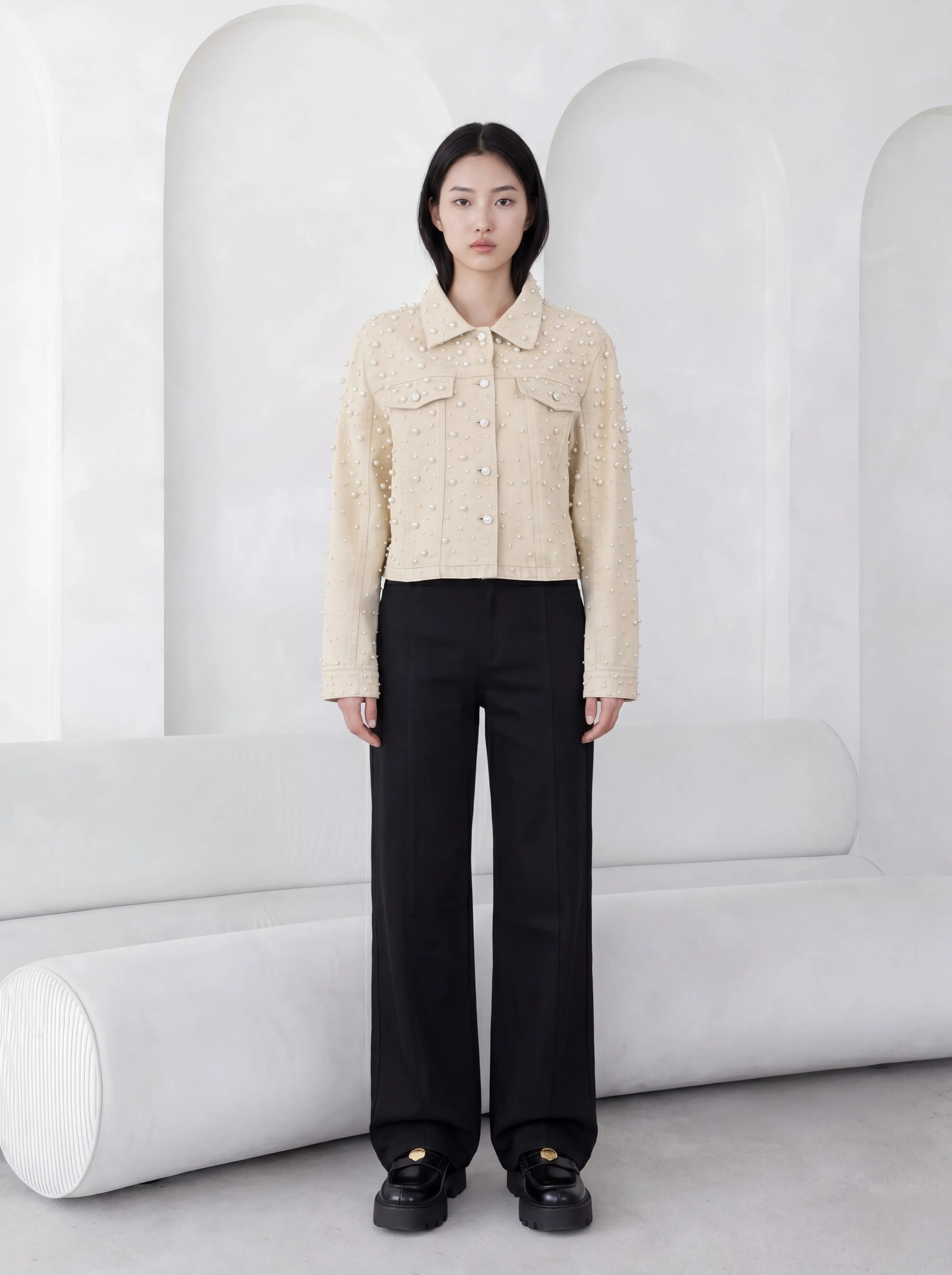PEARL JACKET IN SAND DENIM