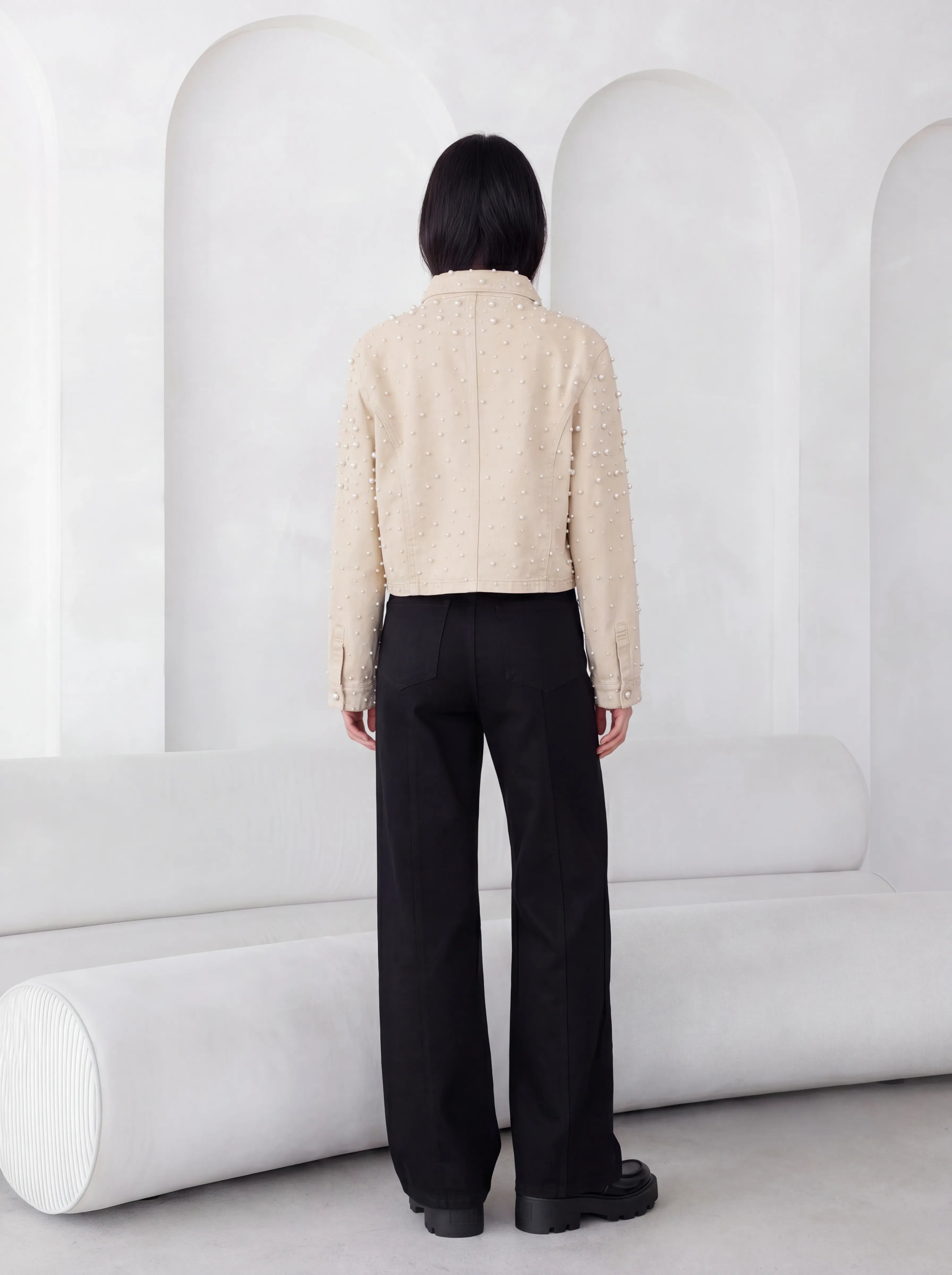 PEARL JACKET IN SAND DENIM