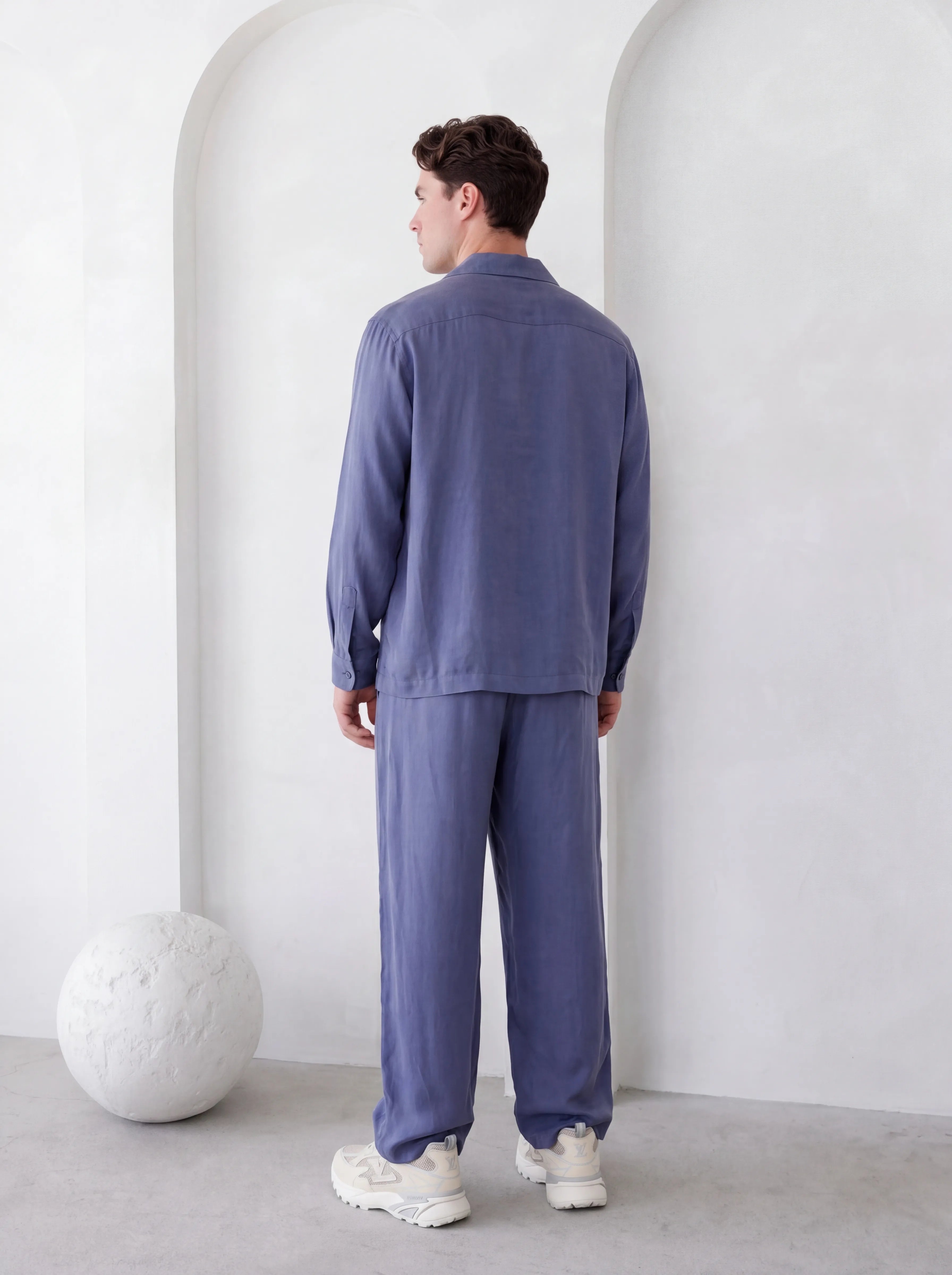 PRINCE CUT CUPRO LONGSLEEVE SHIRT IN BLUE