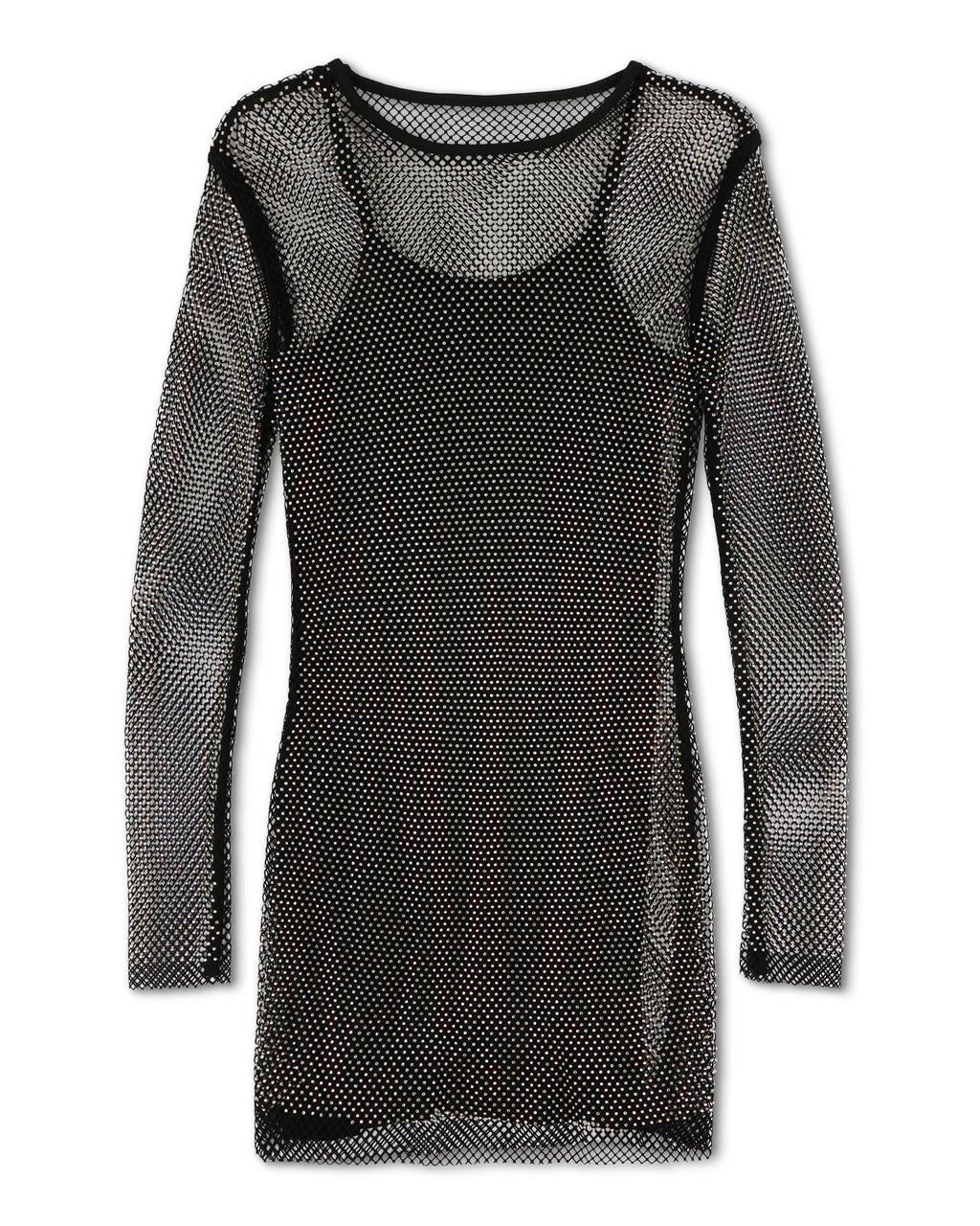 rhinestone mesh dress - black RHINESTONE MESH DRESS IN Black